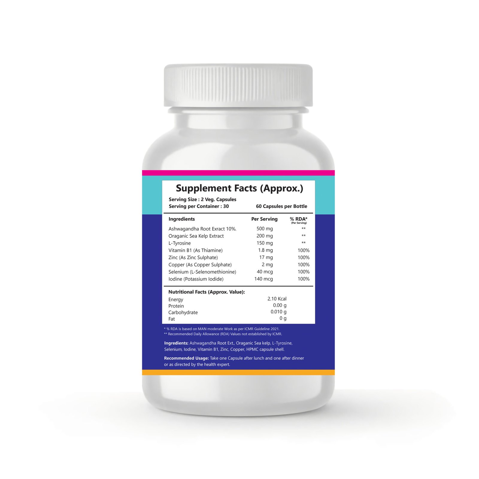 Herbamark Triple Thyroid Care Capsules | Ashwagandha, Iodine, Selenium & Zinc | Supports Thyroid Function, Metabolism & Energy | Hormonal Balance & Fatigue Support | 60 Veg Capsules - Image 3